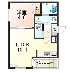 フジパレス長原ウエスト 1LDKの間取図画像