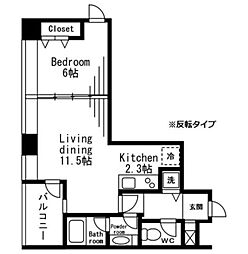 レジディアタワー麻布十番 1LDKの間取図画像