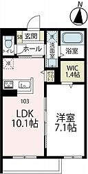 鎌倉市長谷2丁目アパート 1LDKの間取図画像