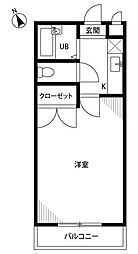 アムールグランシャリオ 2階1Kの間取り