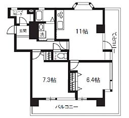 アルカサール鶴見中央 2LDKの間取図画像