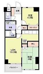 アドバンス江古田 9階2LDKの間取り