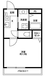 アンプルールフェール上永谷 1Kの間取図画像