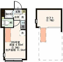 パークレジデンス久我山駅前 ワンルームの間取図画像