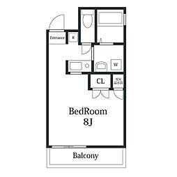 アンリシェール橋本 2階1Kの間取り