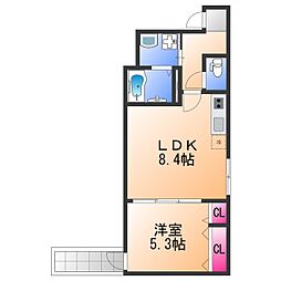 フジパレス岸和田下松 1LDKの間取図画像