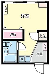 アパートメント松が枝2 ワンルームの間取図画像