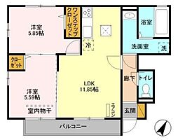 ベルクレスト1 2LDKの間取図画像