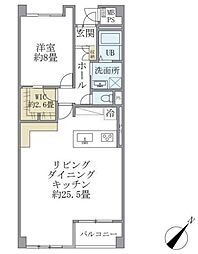 グランマルジュ市ヶ谷 1LDKの間取図画像