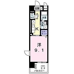 ビジュ桜森 1Kの間取図画像