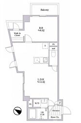 中目黒コート 1LDKの間取図画像