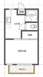 メゾンフローラ 1Kの間取図画像