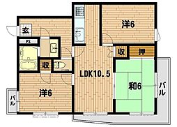 クラックスハイム第3戸塚 3LDKの間取図画像