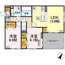 あざみ野ロイヤルハイツ 2LDKの間取図画像