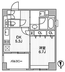 クリオ三田ラ・モード 1DKの間取図画像