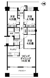 プレストンフォーレ 3階3LDKの間取り