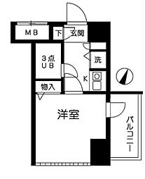 マリオン横浜ハーバーライト ワンルームの間取図画像