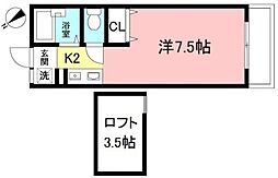 TKガーデンパレスA 1Kの間取図画像
