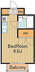 リヴィエール鶴牧 1Kの間取図画像
