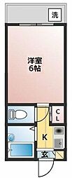 ノーブル中原 ワンルームの間取図画像