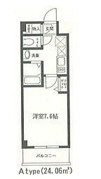 1417御殿山 1Kの間取図画像
