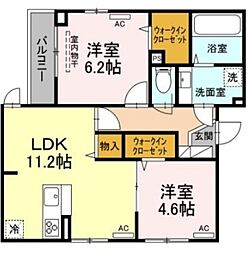 ルリアン綾瀬 2LDKの間取図画像