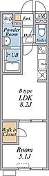 リブリ・アーバンクレスト 1LDKの間取図画像