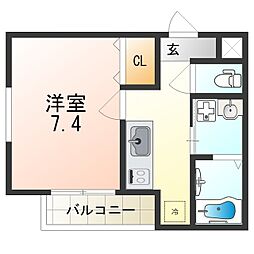 フジパレス深江橋西 1Kの間取図画像