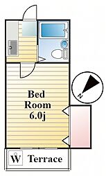 ヴィラ三ノ輪B 1Kの間取図画像