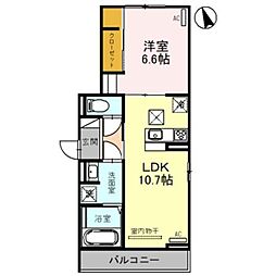 Ｄ‐ＲＯＯＭ女池上山II 1階1LDKの間取り