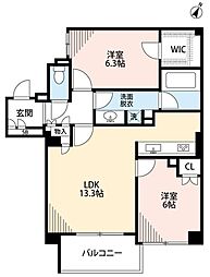グロリオ成増アルグレッソ 2LDKの間取図画像