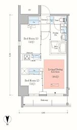 アーバネックス錦糸町2 2LDKの間取図画像
