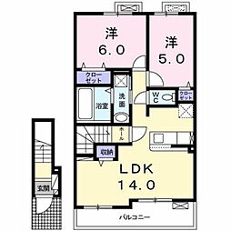 グランソレイユ 2LDKの間取図画像