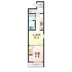 フジパレス八戸ノ里3番館 1LDKの間取図画像