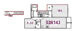 アルタス北国分 2LDKの間取図画像