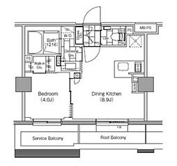 ザ・パークハビオ新宿 1DKの間取図画像