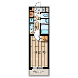 パルクサイド 1Kの間取図画像