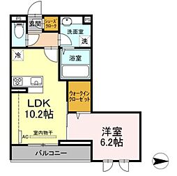 グリチネ 1LDKの間取図画像
