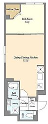 グランパセオ大岡山 1LDKの間取図画像