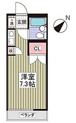 オオクマハイツ ワンルームの間取図画像