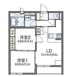 レオパレスポテトハウス2 2DKの間取図画像