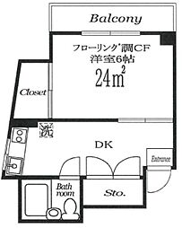 市ヶ谷春日マンション 5階1DKの間取り