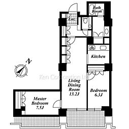 六本木ファーストプラザ 2LDKの間取図画像