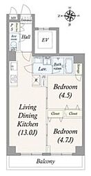 ALPHACOURT町屋 2LDKの間取図画像