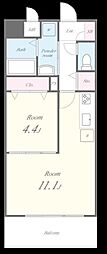 グリシーヌ 4階1LDKの間取り