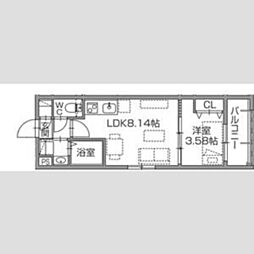 Alivis南福岡south 1LDKの間取図画像