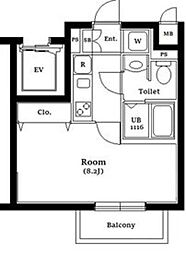 グランティアラ駒込 1Kの間取図画像