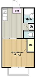 青木葉ハイツ5 1Kの間取図画像