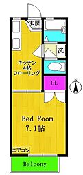 ジャンポールB 1Kの間取図画像