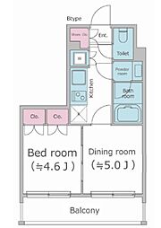 PARKFLATS渋谷代官山 1DKの間取図画像